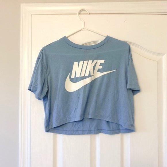 NEW Nike Crop Shirt / Nike Blue Top - Picture 1 of 2